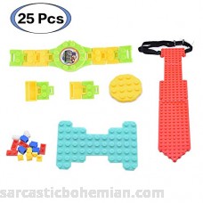 Byson Creative DIY Building Bricks Blocks Toys Set Kids Party Favors 25pcs Set,Novelty Kids Birthday Gifts with Electronic Watch,Bow Tie and Tie,Small Particle Stitching Bricks Intellectual B07P1JRZG1